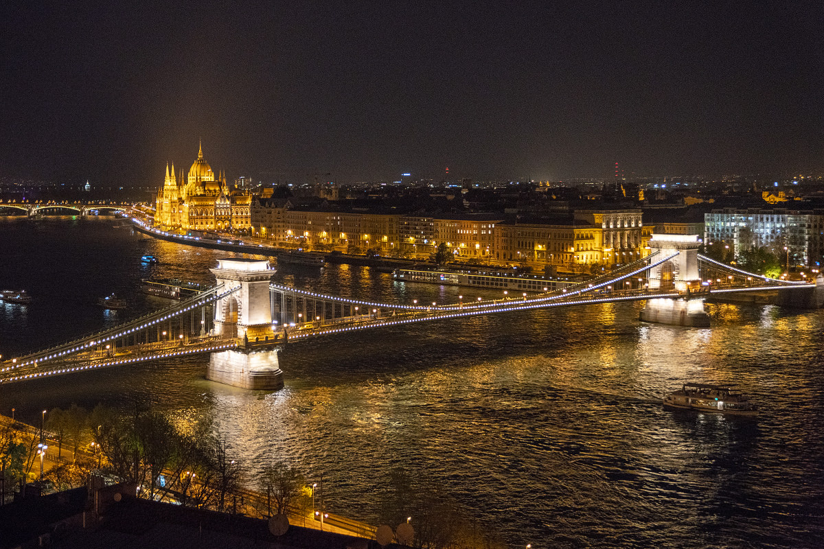 Budapest at Night from Buda Castle