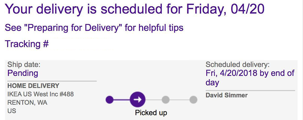 FedEx Tracking Number from IKEA