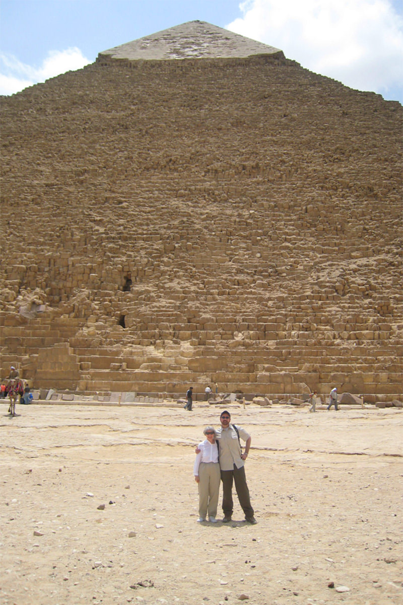 Mom & Me in front of The Great Pyramid at Giza in Egypt.