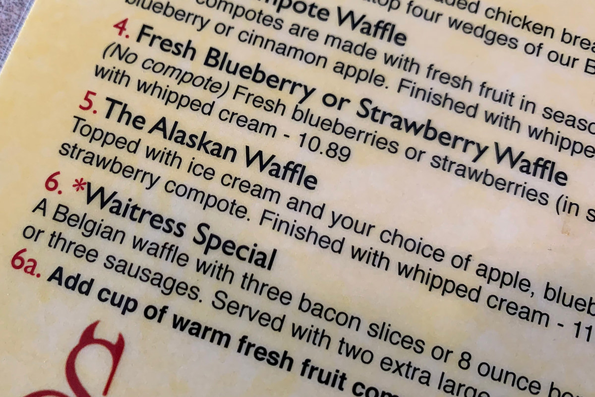 Alaskan Waffle at th Blueberry Hill restaurant