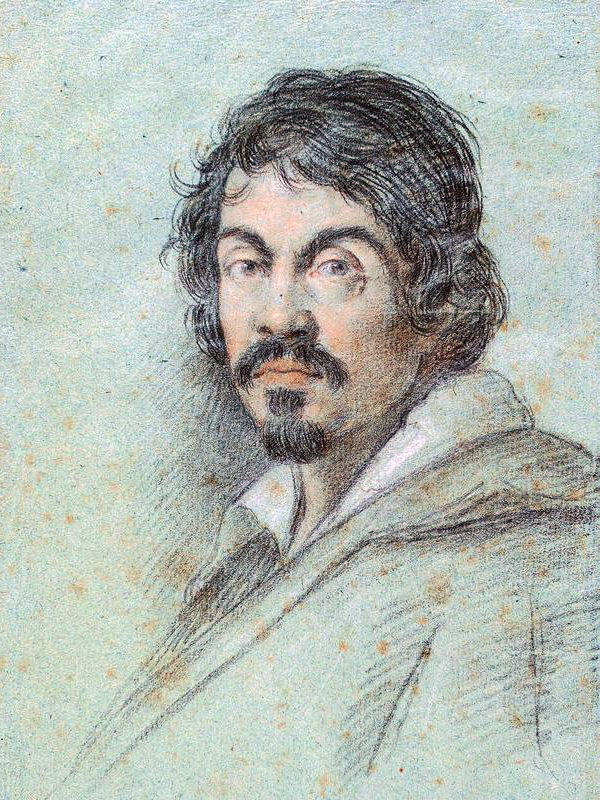 Chalk portrait of Caravaggio by Ottavio Leoni