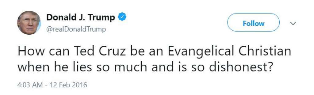 Trump Tweets on Lyin' Ted Cruz