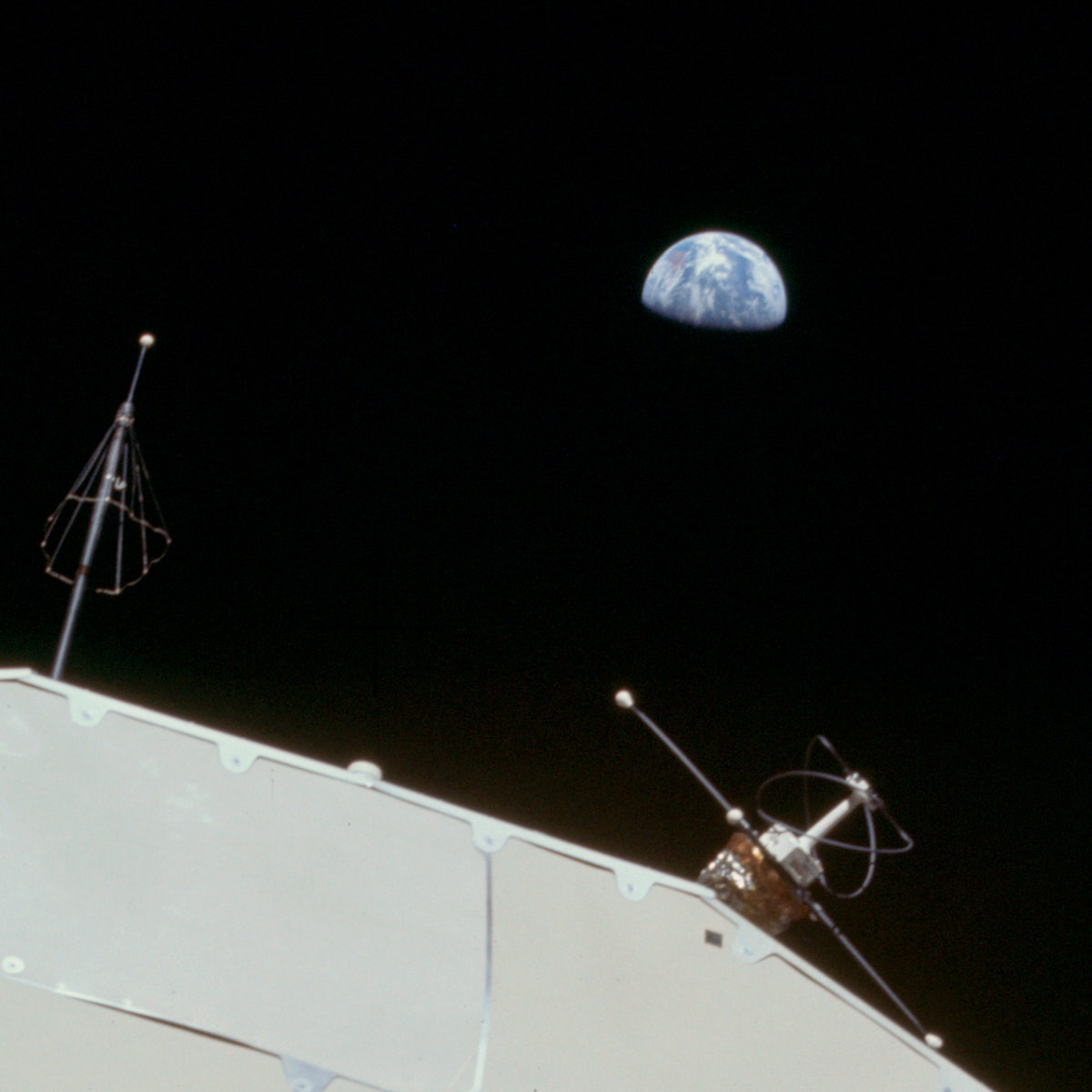 Closeup of the earth as seen from the moon.