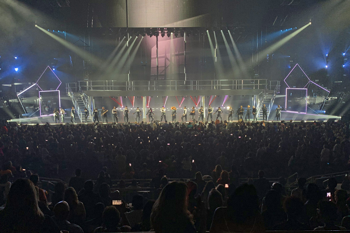 Janet Jackson in concert at The Park Theater in Las Vegas with lights ablazin'