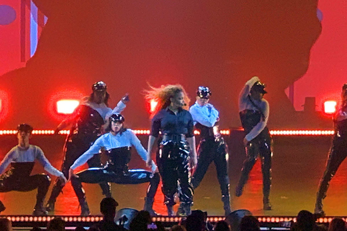 Janet Jackson in concert at The Park Theater in Las Vegas with lights ablazin'