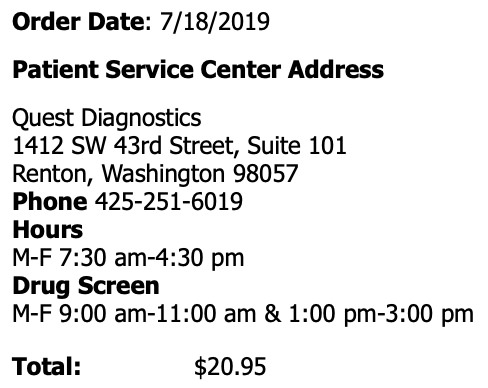 My Online Measles Titer Test Receipt!