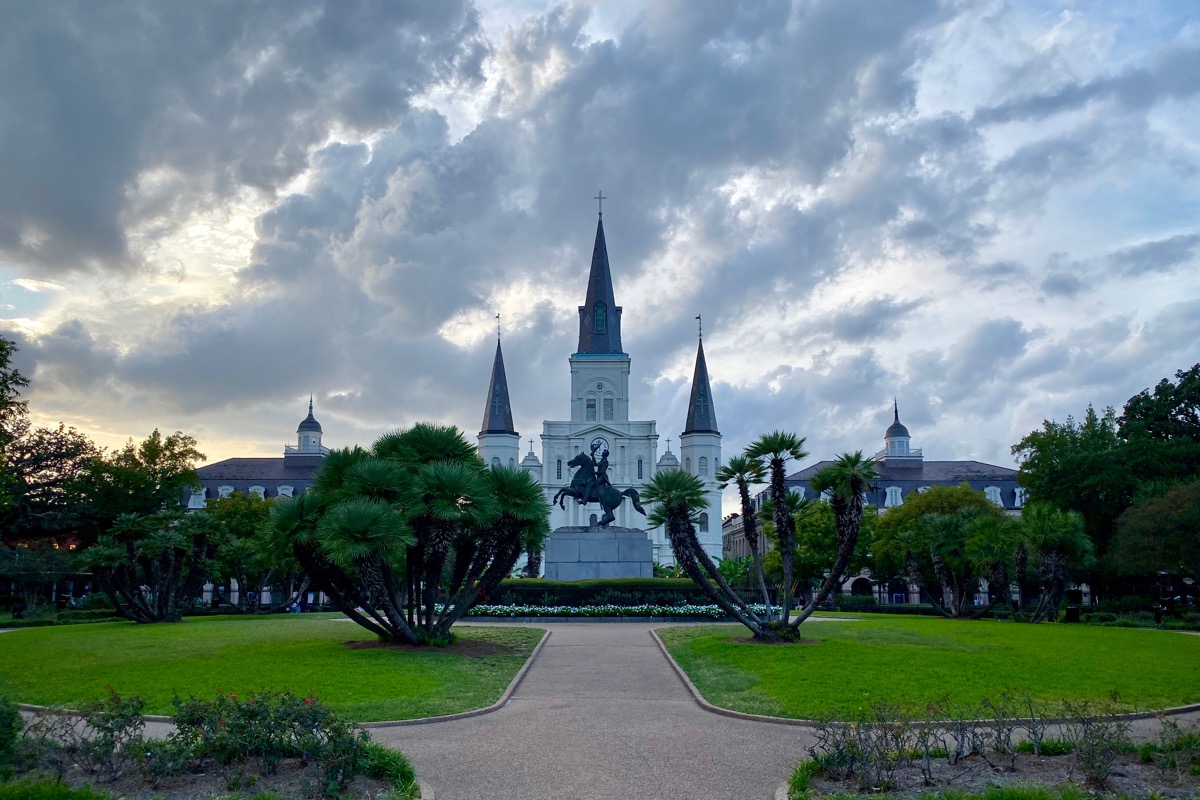 St. Louis Cathedral at dusk.