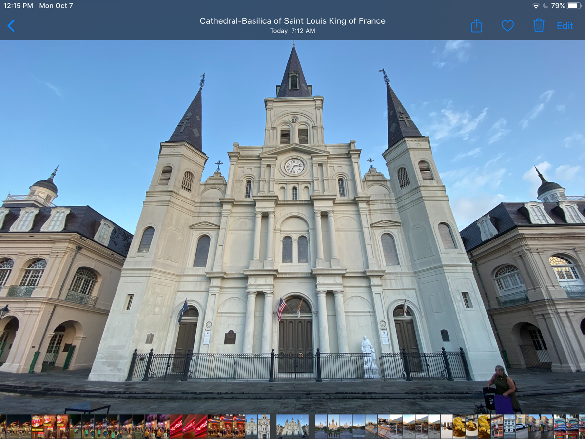The Apple Photos editor showing a distorted view of St. Peter’s Cathedral due to the wide angle lens.