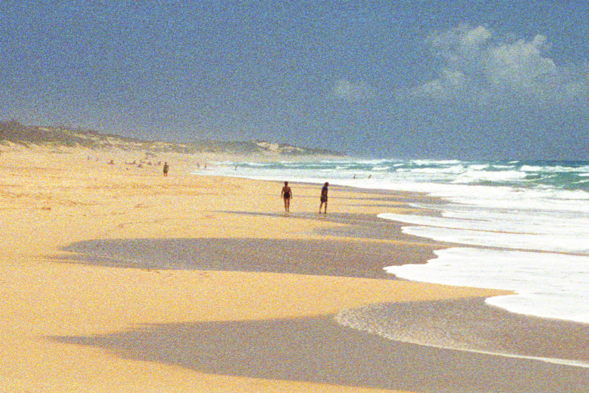 A closeup of Polihale Beach with massive film grain.