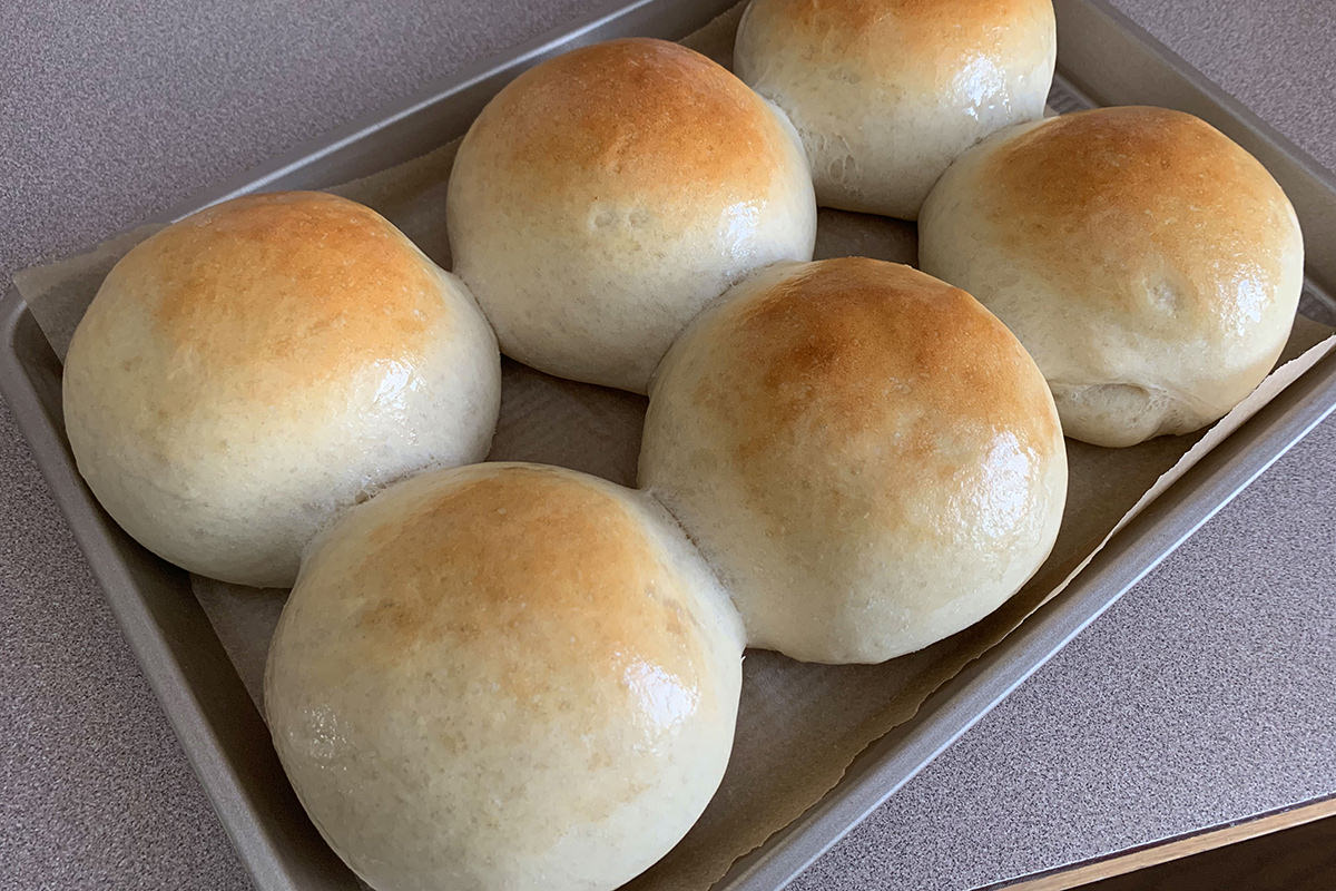 The most beautiful pan of homebaked bread you've ever seen.