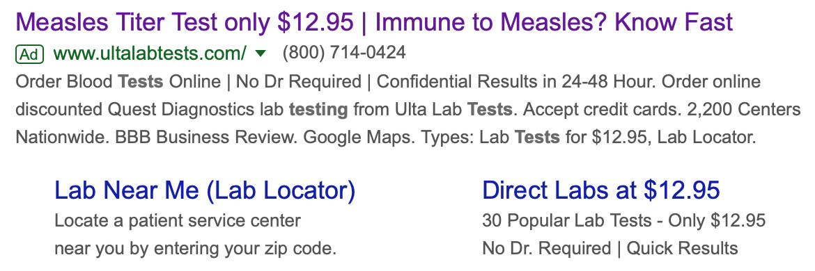 Google Ad for Titer Testing!