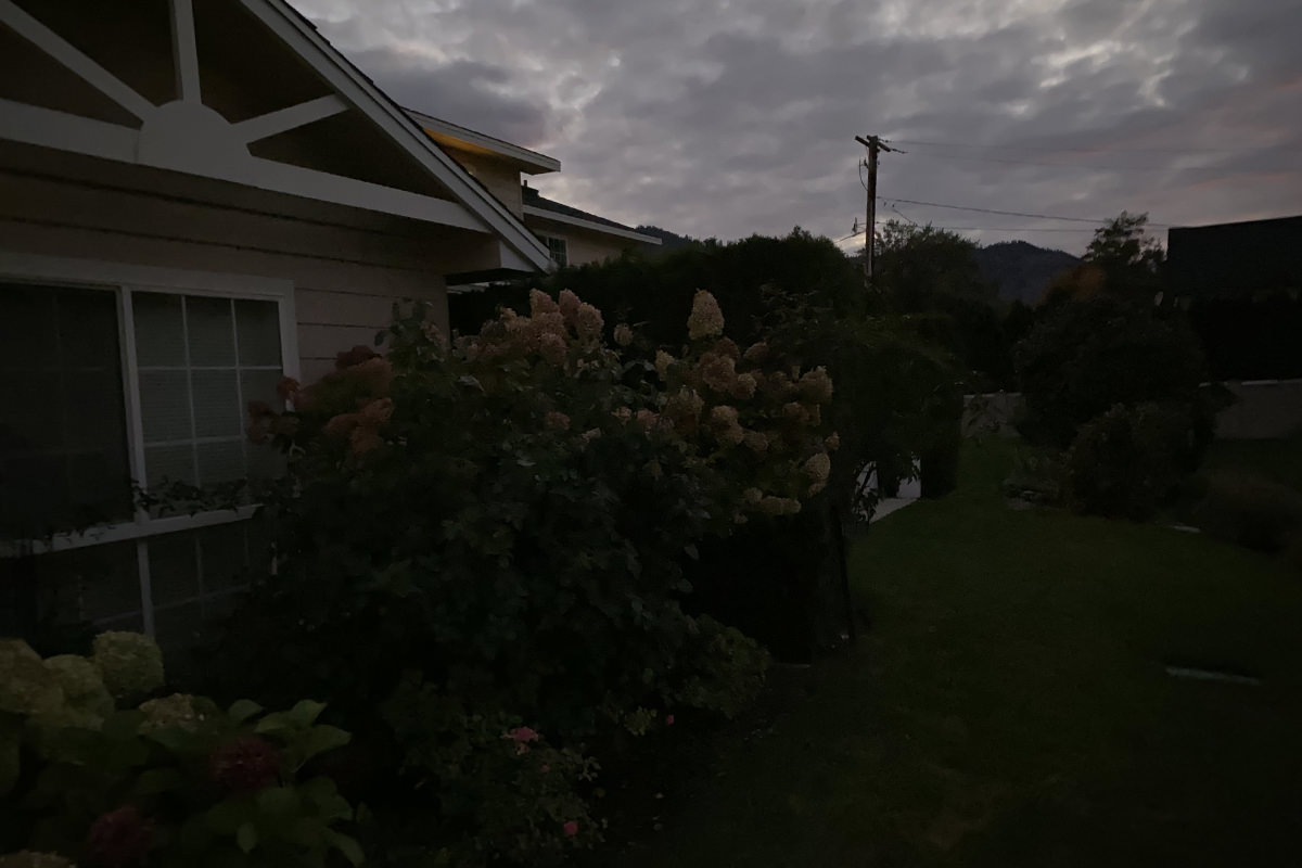 A photo of my back yard, though you can't see it because it's dark out.