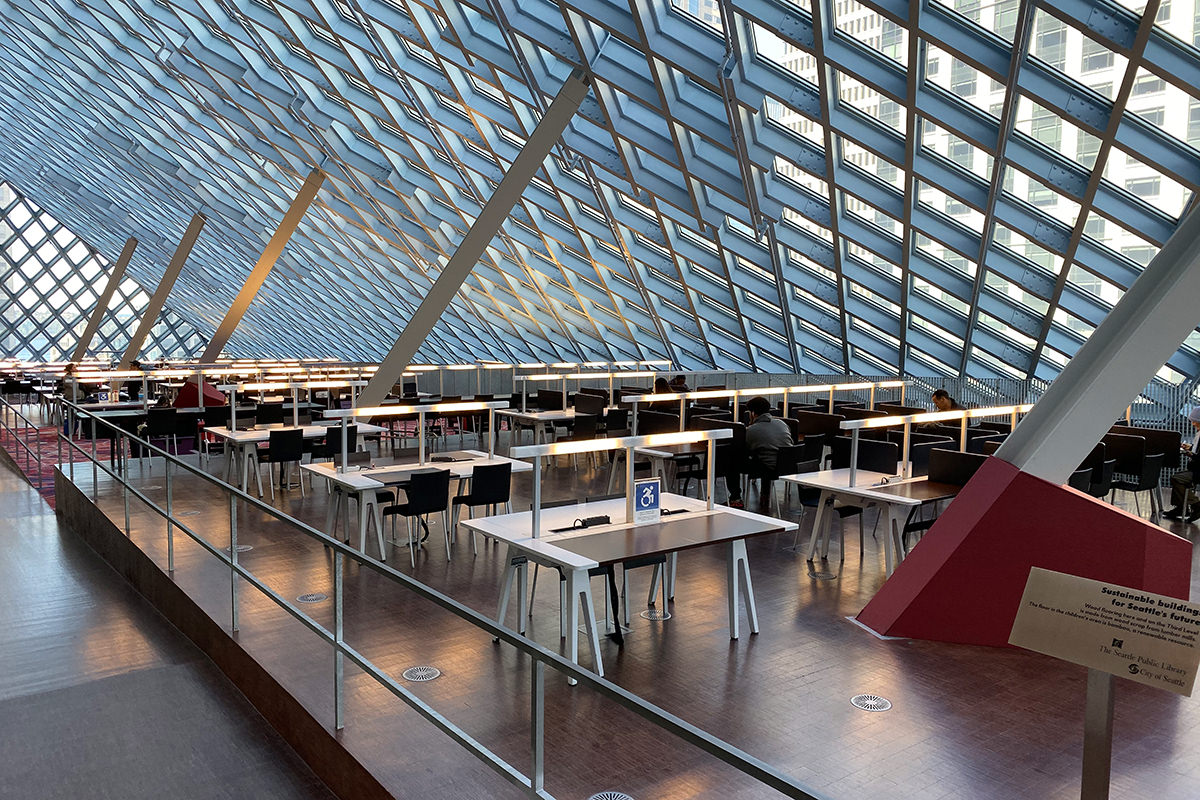 Inside the Seattle Public Library.