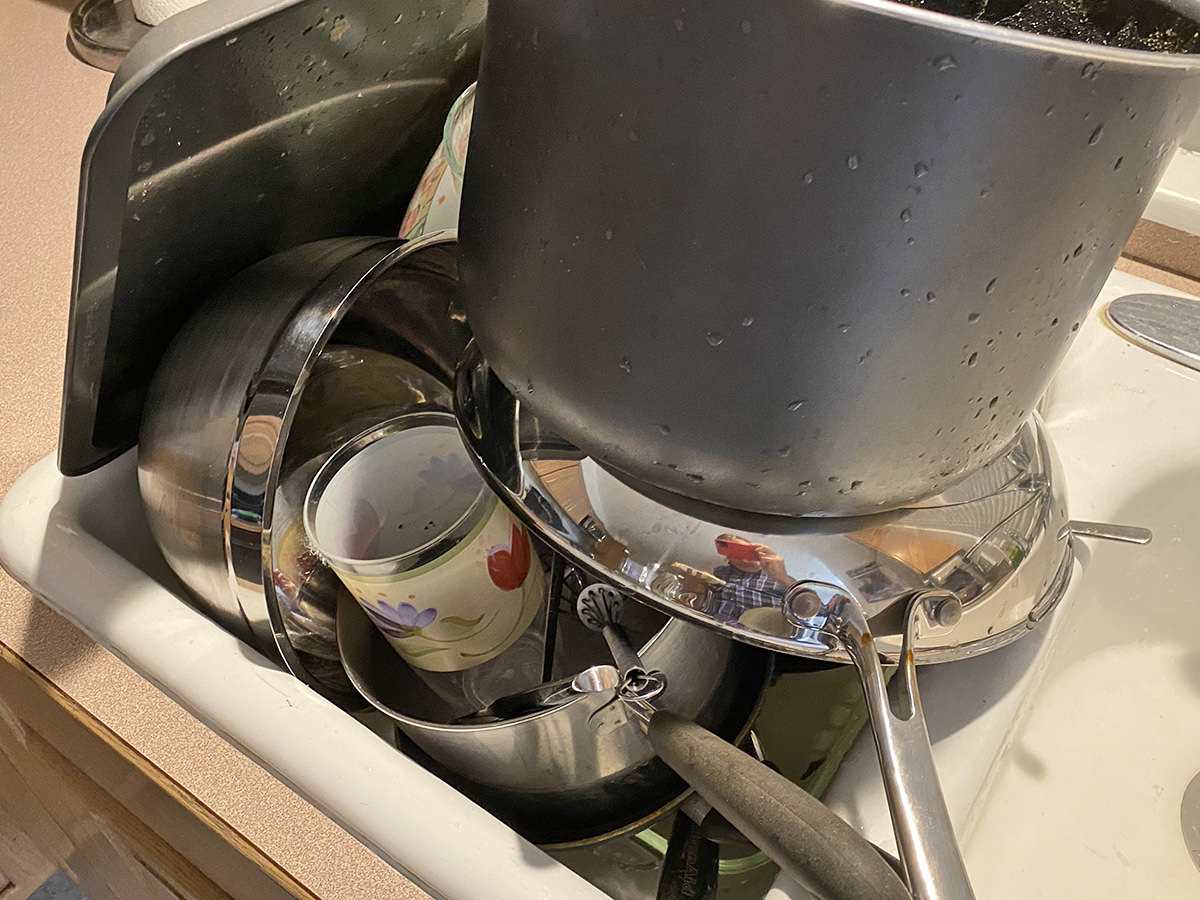 My sink. Full of dishes.