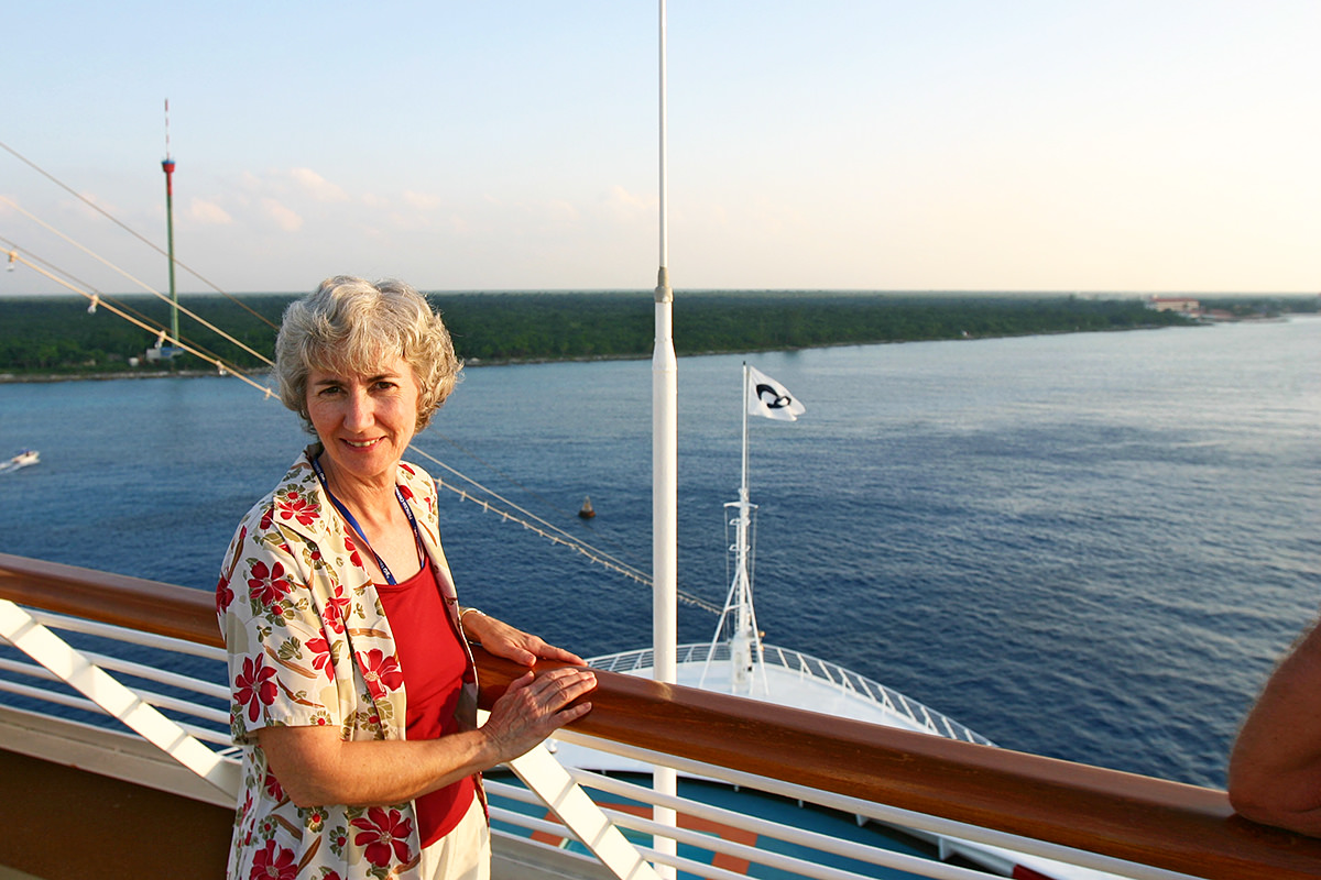 Mom aboard the Dawn Princess in the Caribbean