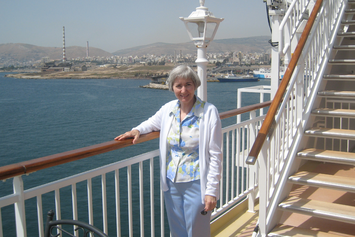 Mom aboard the Norwegeian Jewel in the Mediterranean