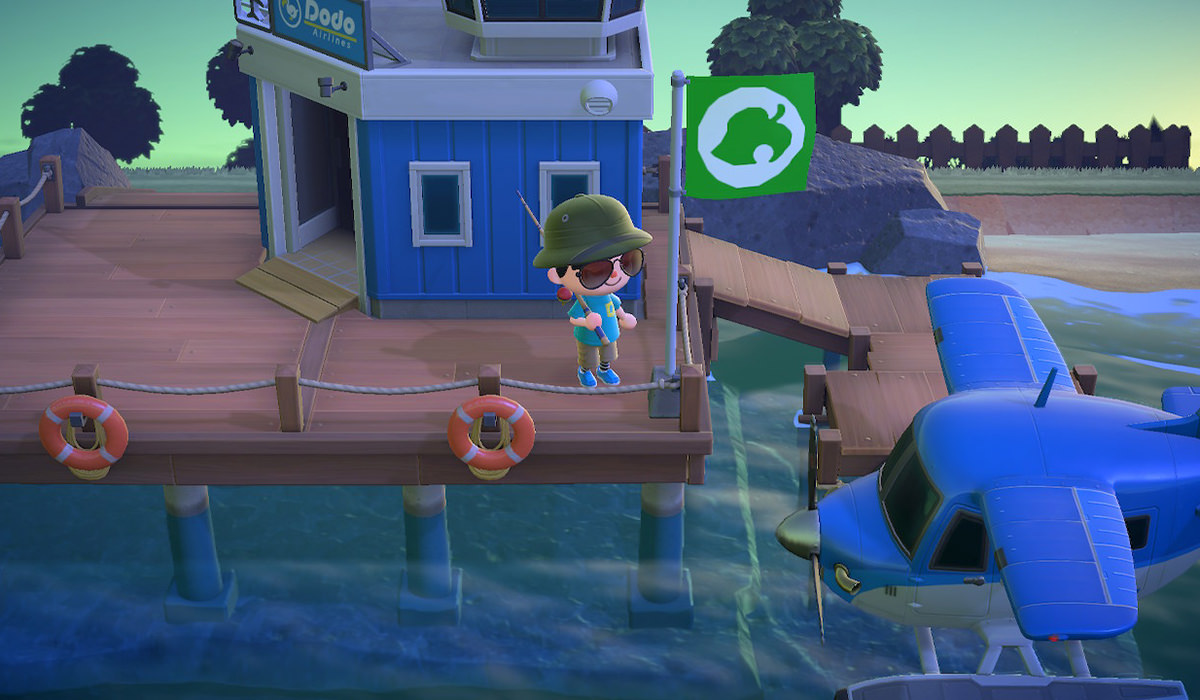 My character looking at the float plane which allows you to fly off the island.