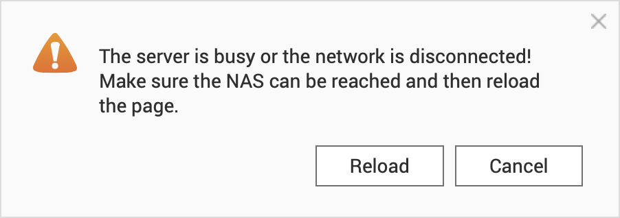 Make sure the NAS can be reached and refresh the page!