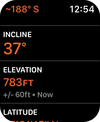 Extended compass info such as Lattitude, Longitude, Incline, and Elevation on my Apple Watch!