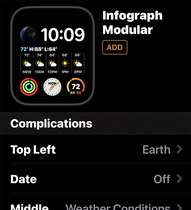 A watch face option for Date which has been set to OFF.