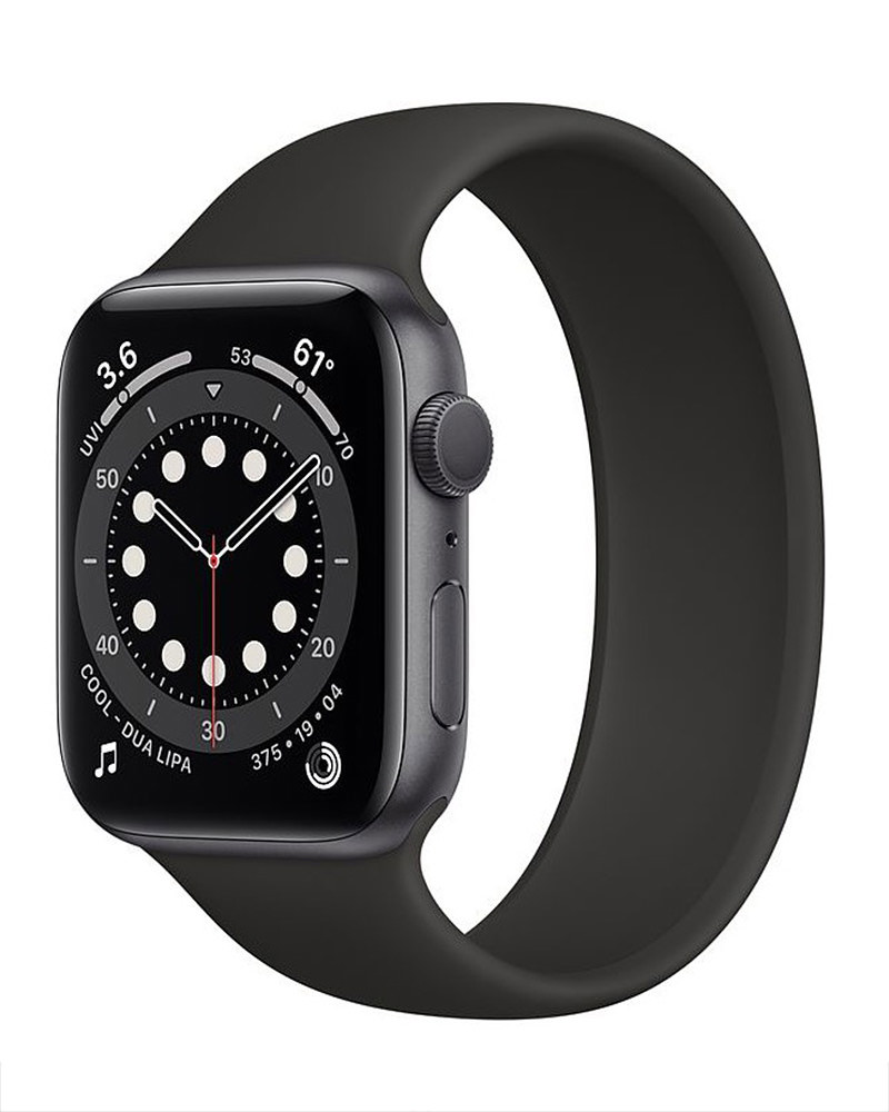 Dark grey watch with a black loop band.