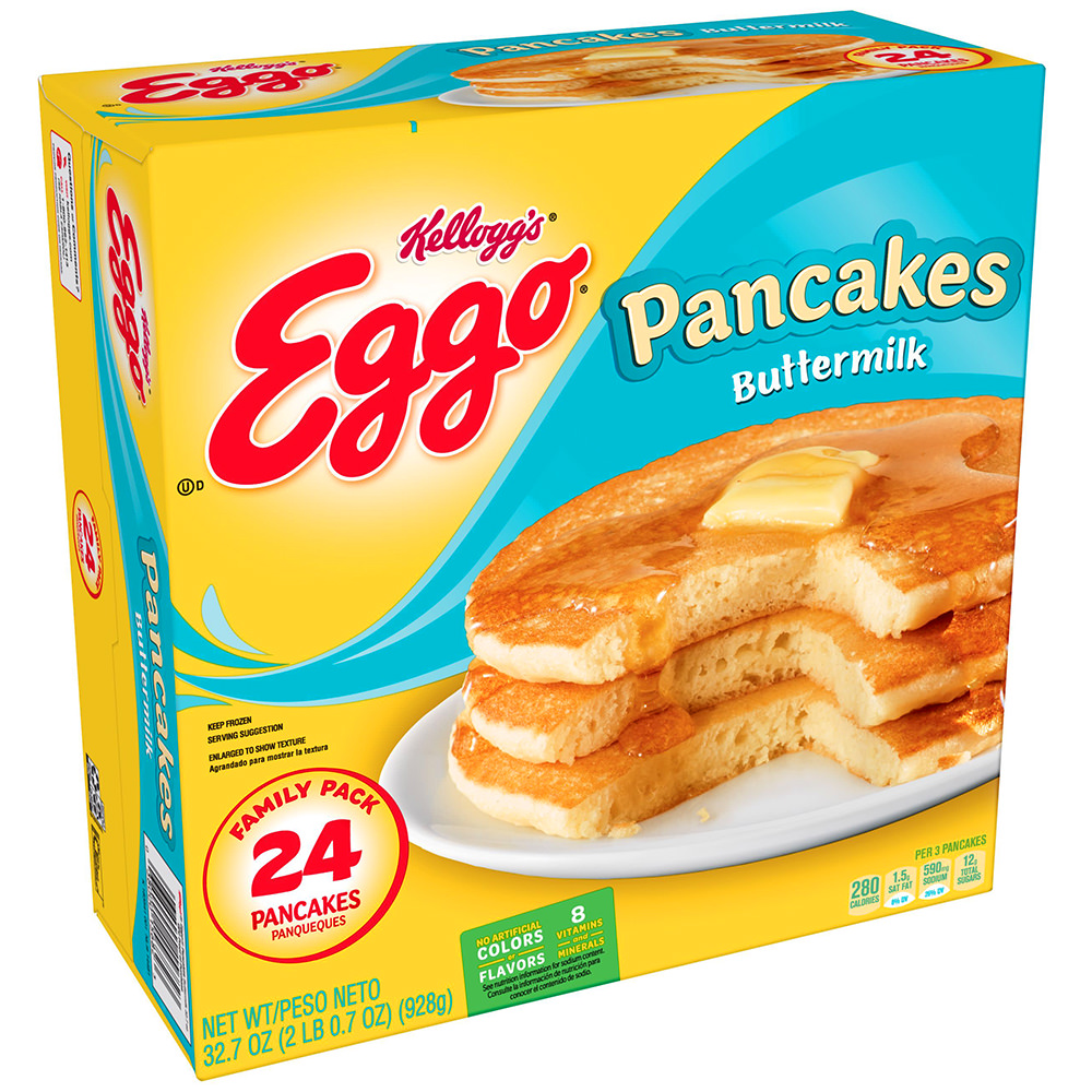 A box of Eggo frozen pancakces.