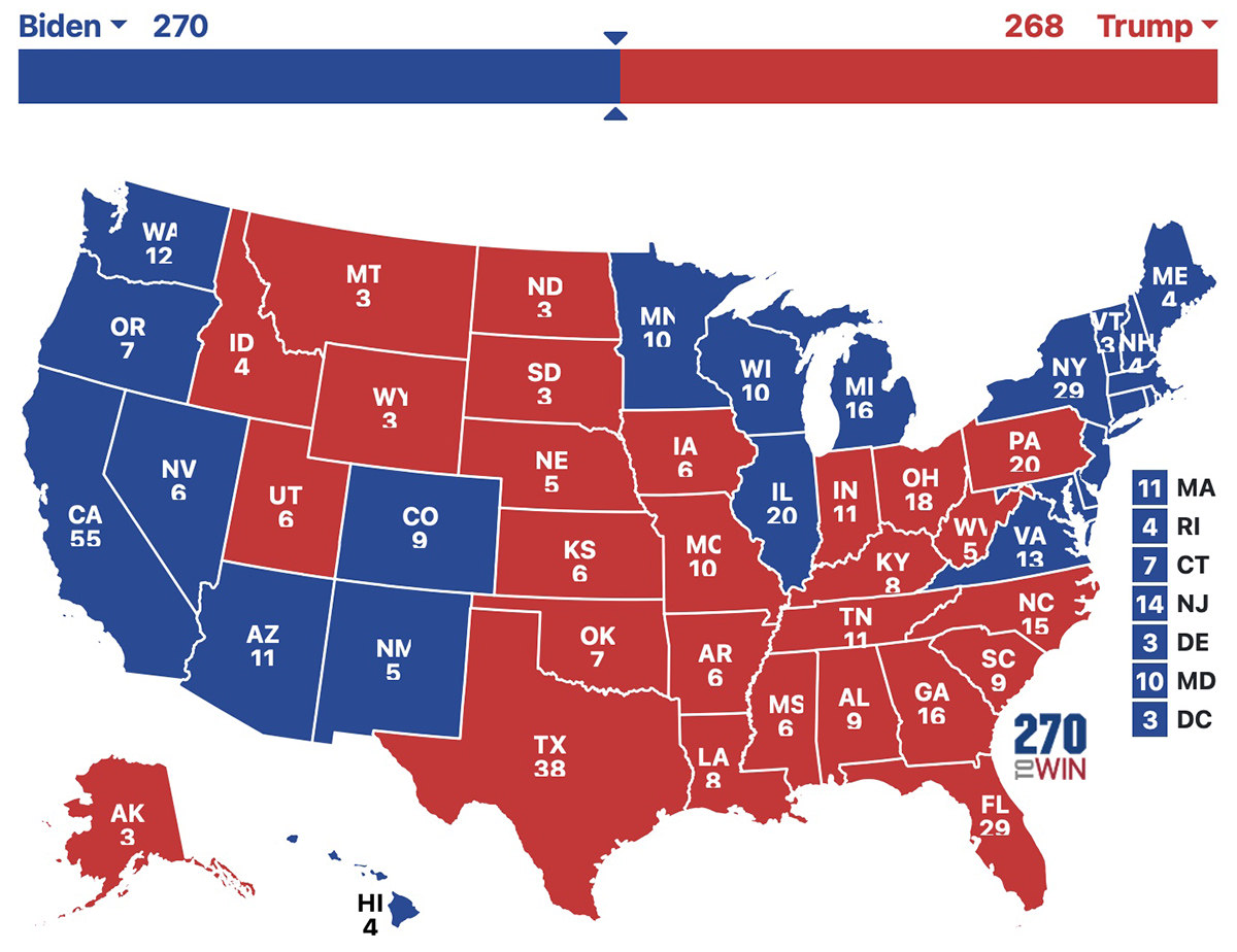 An election map showing a Trump win.