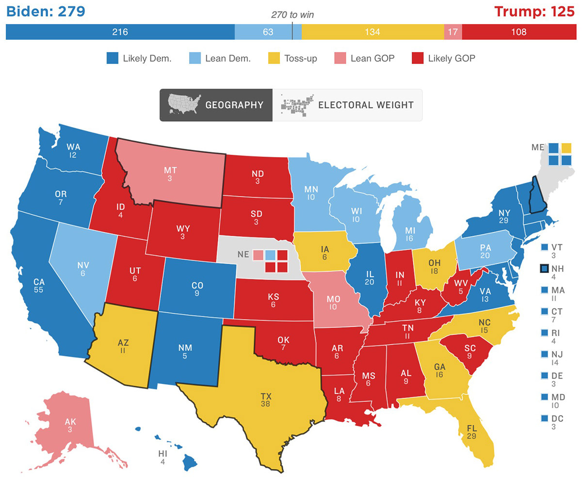 An election map showing nothing called.