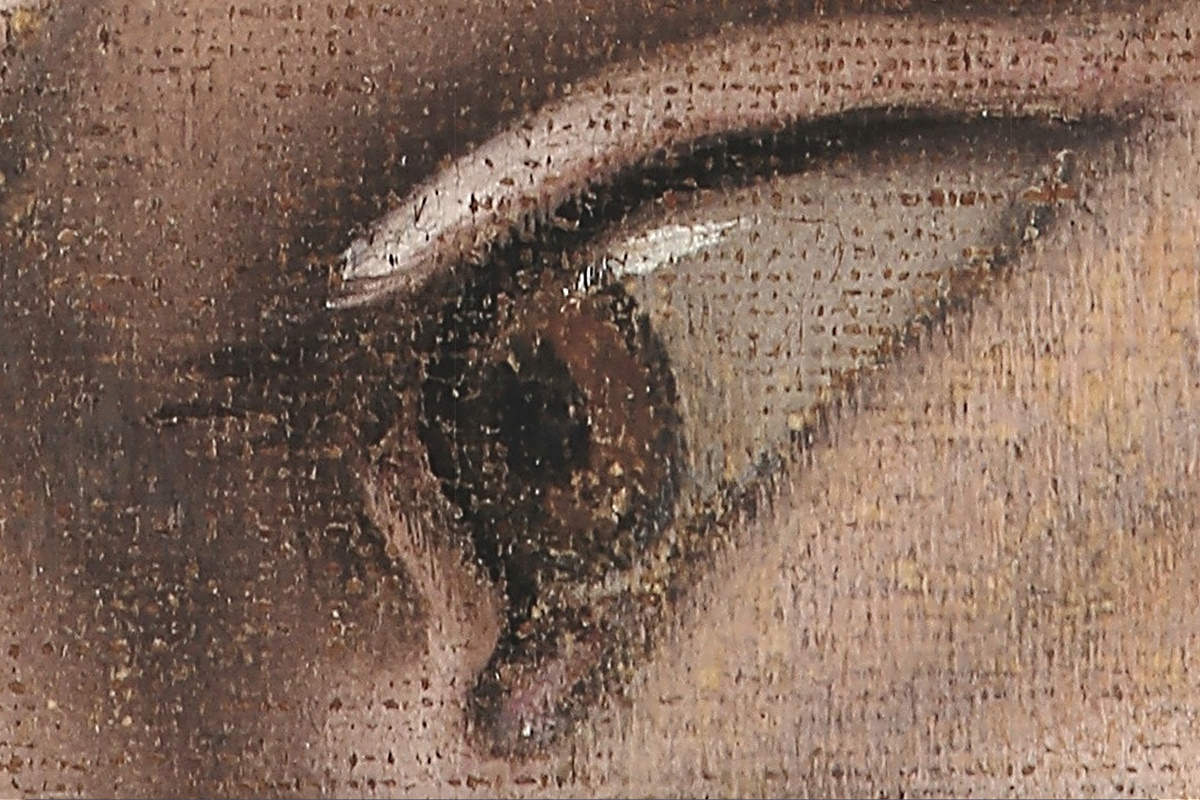 Philip the Apostle's eye close-up zoom-in on The Last Supper