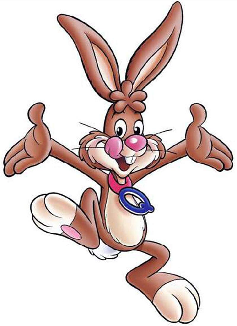 The original Quik the Bunny... naked with a big Q hanging around his neck.