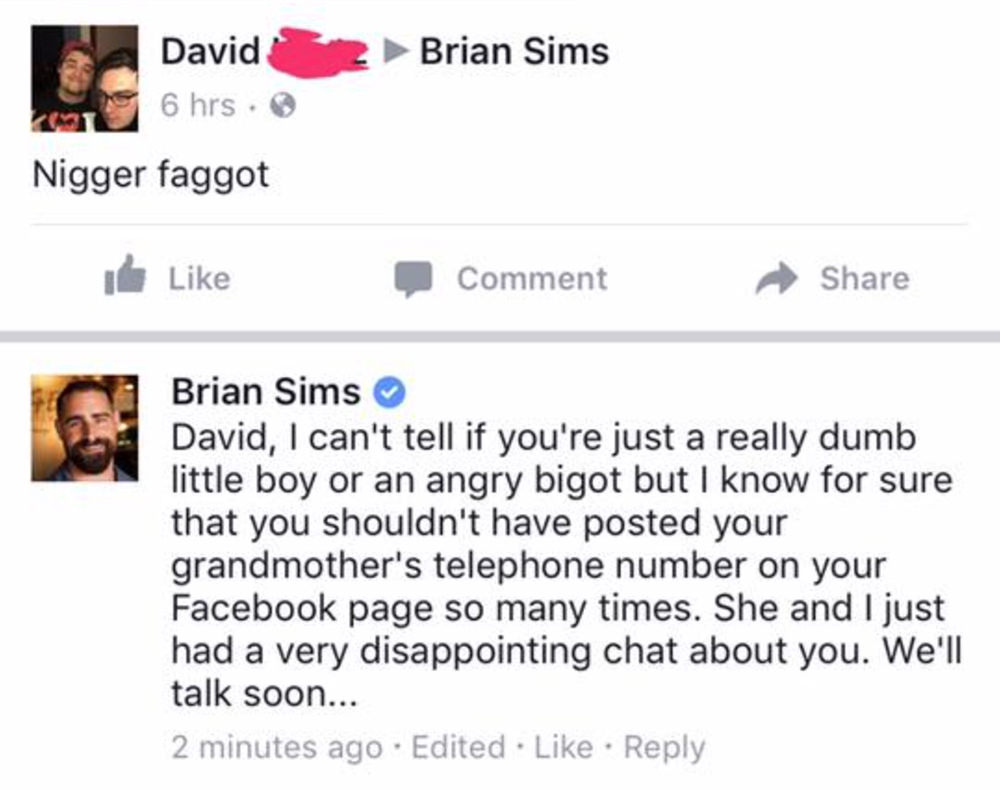 A young bigot calls Rep. Sims a slur, Sims calls his grandmother.