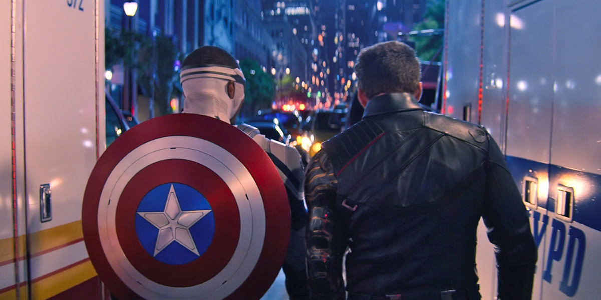 Cap and Bucky walking away.