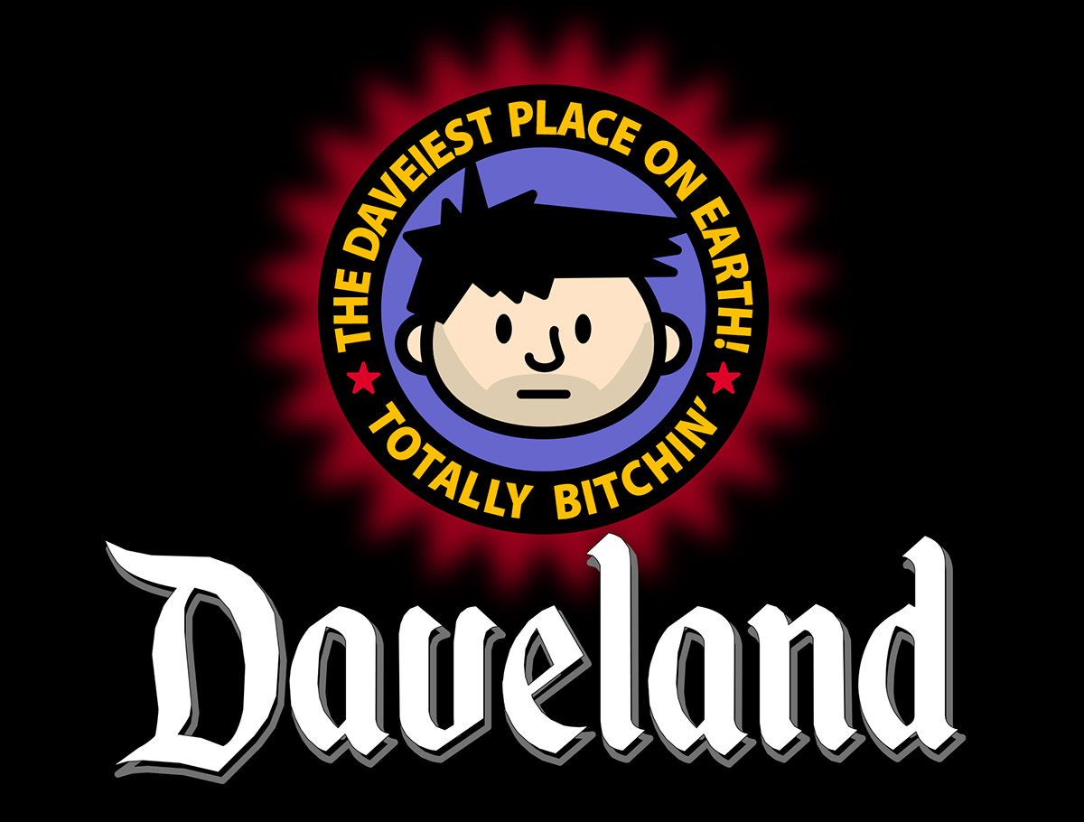 The Daveland logo... shamelessly rendered in the style of the Disneyland logo.