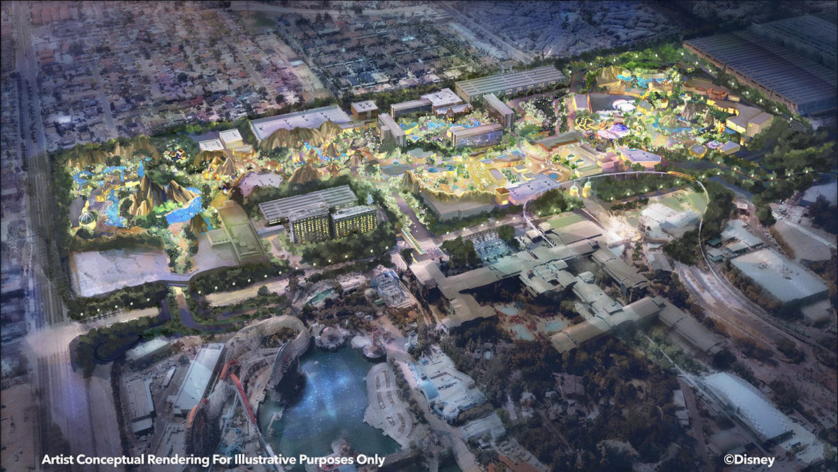 An illustration showing the Disneyland Westside Expansion.