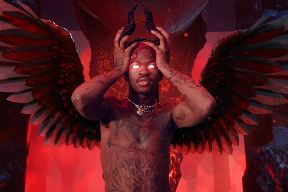 Lil Nas X killing the devil and becoming the new king of hell.