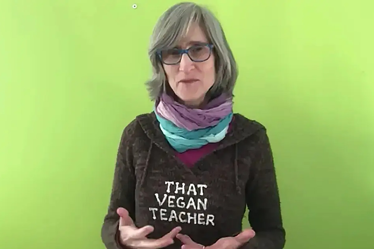 A photo of That Vegan Teacher on TikTok looking like a fucking asshole piece of shit because she is one.