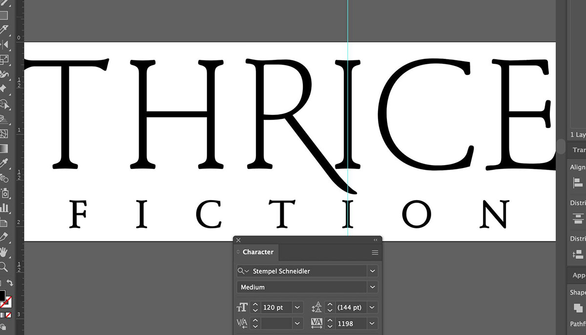 Thrice Fiction Logo Start on my Adobe Illustrator Drawing Board