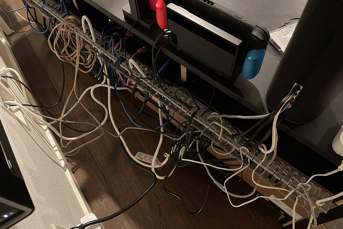 Mess of wires behind my entertainment center.