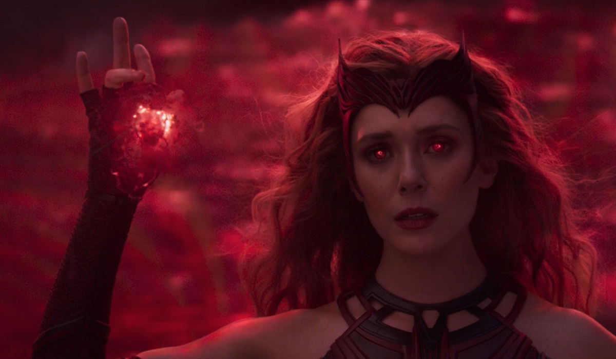 Wanda floating in the air as The Scarlet Witch!