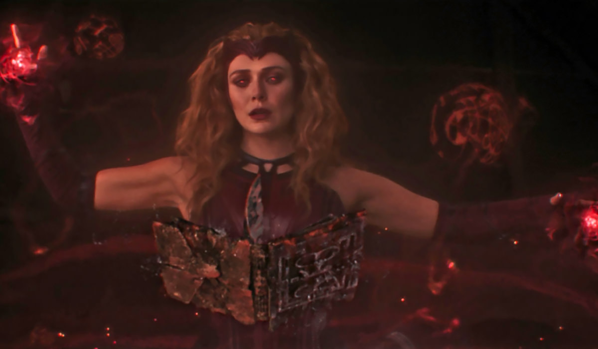 Wanda reading the evil of The Darkhold.
