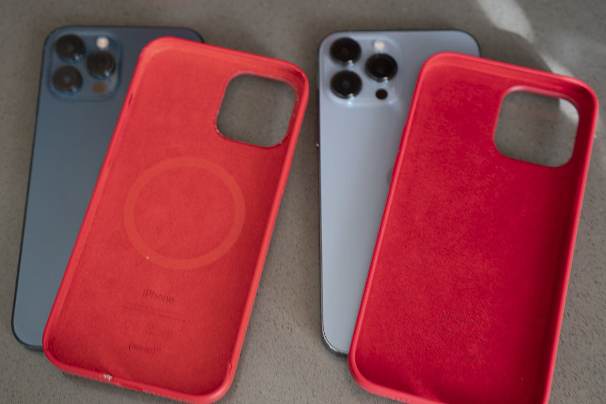 Two iPhone Cases... One deep red, the other tomato red.