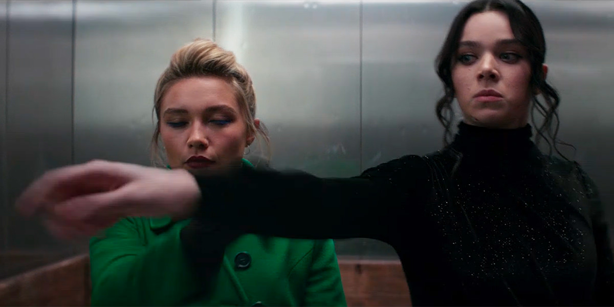 Yelena smacks Kate Bishop's arm away when she tries to press an elevator button