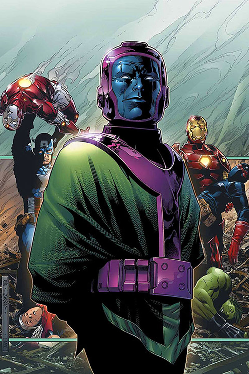 Kang the Conqueror from the comics with his purple facemask and crazy green suit.
