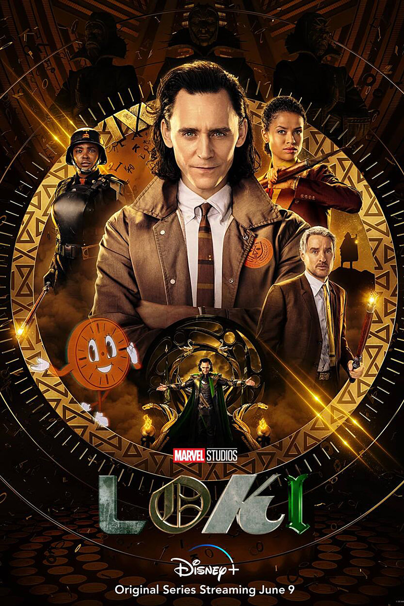 A poster for the Disney+ series Loki by Marvel Studios starring Tom Hiddleston.