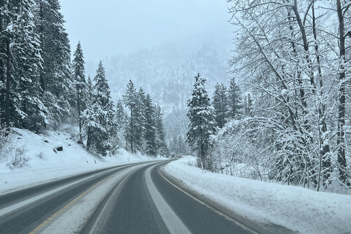 The snowy drive home.