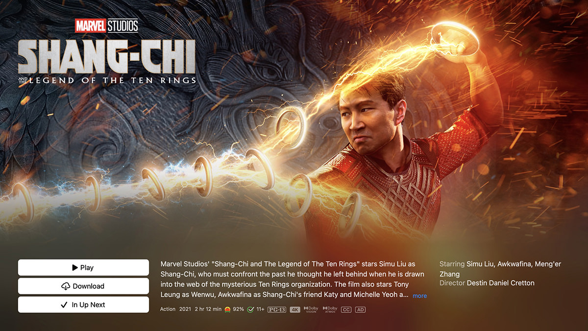 Purchased Shang-Chi on iTunes!