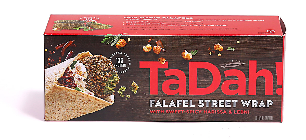 TaDah Falafel Street Wrap Box — Sweet Spicy Harissa and Labne.