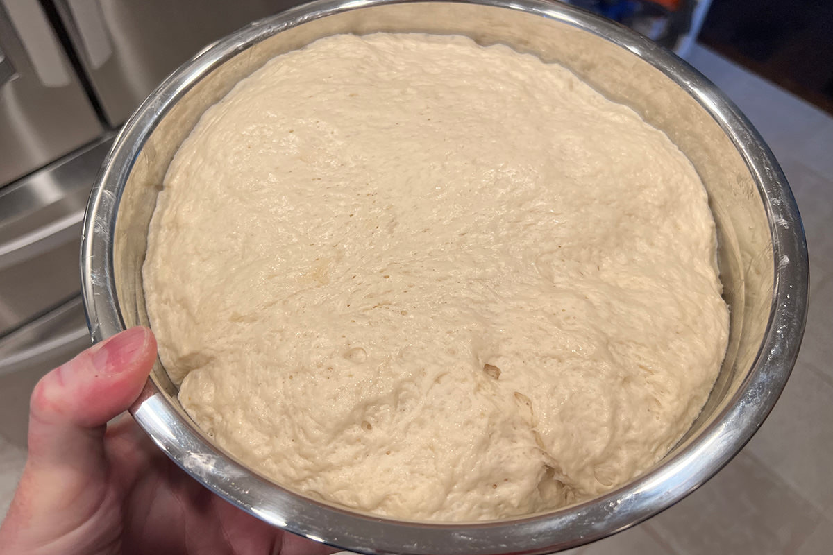 Bread dough rising.