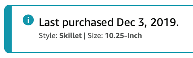 Last Purchased Dec. 3, 2019