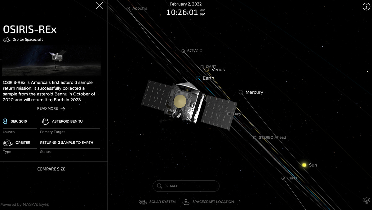 NASA EYES ON Solar System Viewer